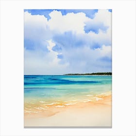 Taino Beach, Bahamas Watercolour Canvas Print