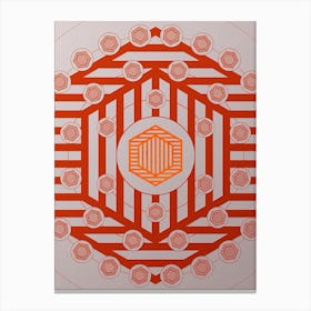 Geometric Abstract Glyph Circle Array in Tomato Red n.0235 Canvas Print