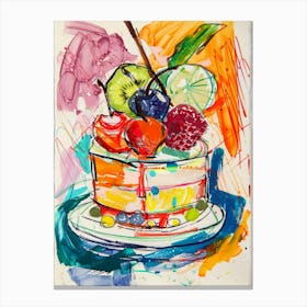 Trifle Jelly Dessert Selection Felt Tip Pen Illustration  1 Canvas Print
