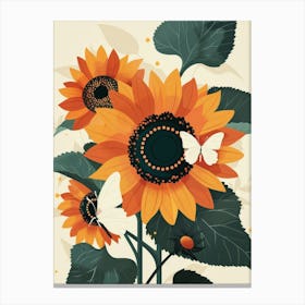 Sunflowers And Butterflies 1 Canvas Print