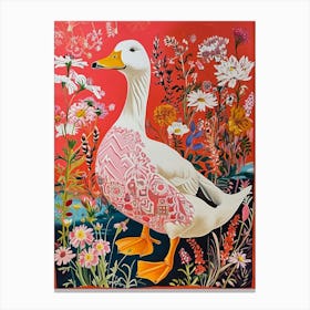 Floral Animal Painting Duck 2 Canvas Print