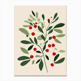Holly Branch Christmas Canvas Print