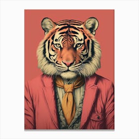 Tiger Illustrations Wearing A Red Jacket 2 Canvas Print