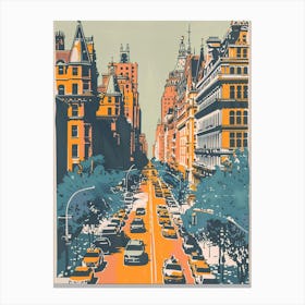 Upper West Side New York Colourful Silkscreen Illustration 3 Canvas Print