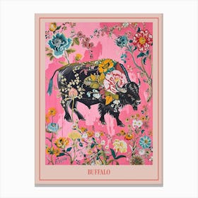 Floral Animal Painting Buffalo 3 Poster Canvas Print