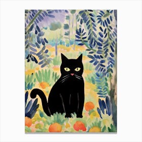 Henri Edmond Cross Style Black Catwith Lavender And Oranges 2 Canvas Print