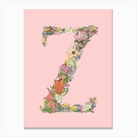 Z Pink Alphabet Letter Canvas Print