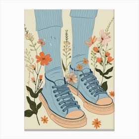 Blue Girl Shoes With Flowers 2 Canvas Print