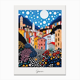 Poster Of Genoa, Italy, Illustration In The Style Of Pop Art 4 Canvas Print