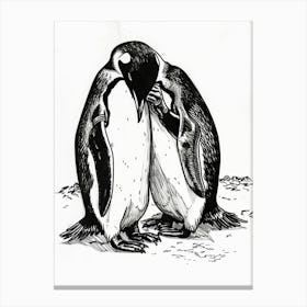 Emperor Penguin Preening Their Feathers 4 Canvas Print