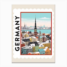 Retro Winter Stamp Poster Hamburg Germany 1 Canvas Print