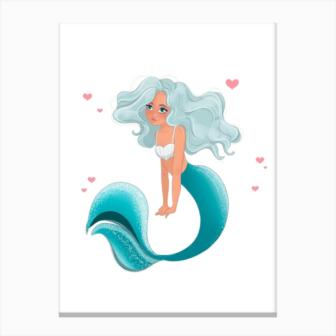 Romantic Mermaid Canvas Print by Beach Life Studio Fy