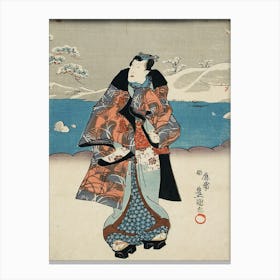 Fashionable Man Viewing The Snow By Utagawa Kunisada Canvas Print
