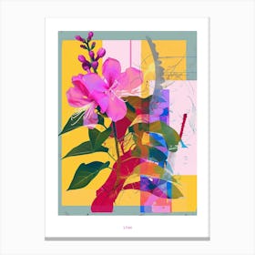 Lilac 4 Neon Flower Collage Poster Canvas Print