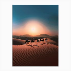 Camels In The Desert Canvas Print