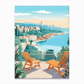 French Riviera, France, Graphic Illustration 4 Canvas Print