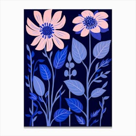 Blue Flower Illustration Bee Balm 4 Canvas Print