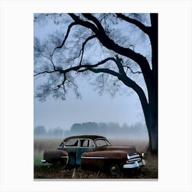 Old Car In The Fog 11 Canvas Print