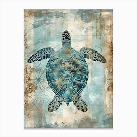 Ornamental Sea Turtle Wallpaper Style 1 Canvas Print