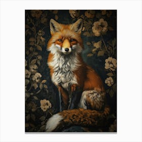 Fox and Floral Wall Art - William Morris Elegant Oil Painting Style Printable Artwork for Rustic and Nature-Inspired Decor Leinwandbild