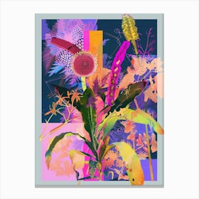 Prairie Clover 1 Neon Flower Collage Canvas Print