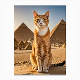 Whiskered Adventures: Selfies with Iconic Views Cat In Front Of Pyramids Canvas Print