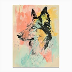 Collie Dog Pastel Line Illustration  1 Canvas Print