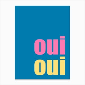 Pink & Yellow ‘Oui Oui’ Bathroom Canvas Print