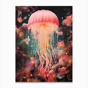 Jellyfish Retro Space Collage 5 Canvas Print