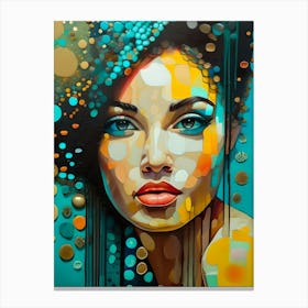 'Vibrant Mosaic Gaze' Portrait Of A Woman Canvas Print