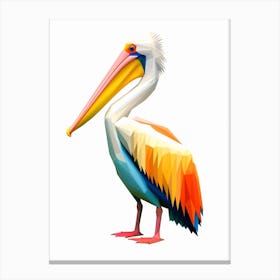 Colourful Geometric Bird Pelican 2 Canvas Print