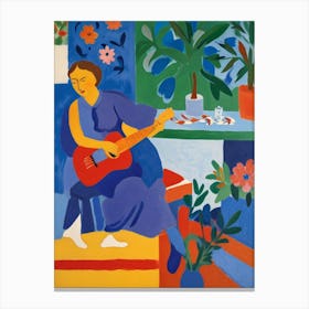 Woman Playing The Guitar Canvas Print