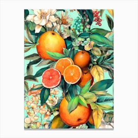 Oranges And Flowers nature flora Canvas Print