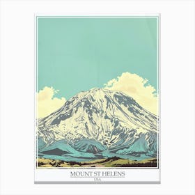 Mount St Helens Usa Color Line Drawing 7 Poster Canvas Print