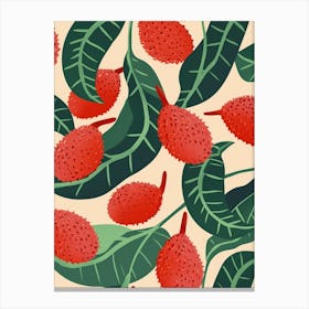 Lychee Fruit Pattern Illustration 1 Canvas Print