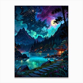 Night Sky In The Mountains Canvas Print