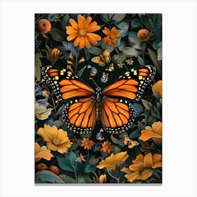 Monarch Butterflies Inspired By William Morris Canvas Print