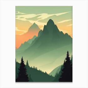 Misty Mountains Vertical Composition In Green Tone 119 Canvas Print