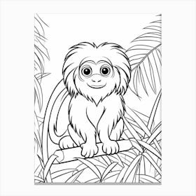 Line Art Jungle Animal Golden Lion Tamarin 3 Canvas Print