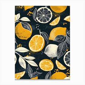 Lemons And Leaves Seamless Pattern Canvas Print