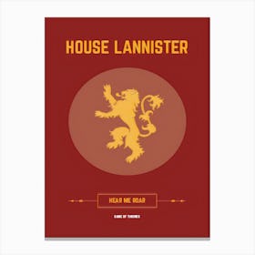 House Lannister Game Of Thrones Canvas Print