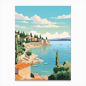 French Riviera, France, Flat Illustration 2 Canvas Print