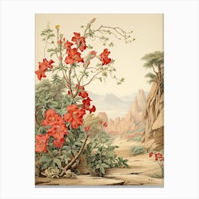 Chinese Trumpet Vine  Flower Victorian Style 3 Canvas Print