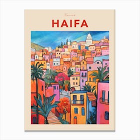 Haifa Israel 3 Fauvist Travel Poster Canvas Print