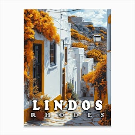 Lindos, Rhodes : Vintage Greek Architecture Canvas Print