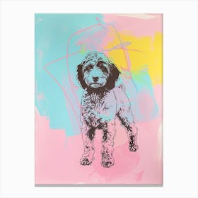 Colourful American Water Spaniel Dog Line Illustration 3 Canvas Print