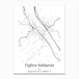 Figline Valdarno,Italy Minimalist Map Canvas Print