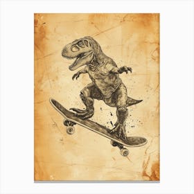 Vintage Maiasaura Dinosaur On A Skateboard 2 Canvas Print