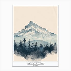 Mount Kenya Color Line Drawing 5 Poster Canvas Print
