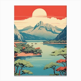 Lake Mashu, Japan Vintage Travel Art 3 Canvas Print